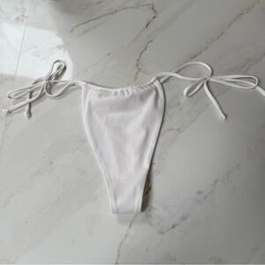 Neena Swim 👙 White Tie-Side Bikini Adjustable Bottom